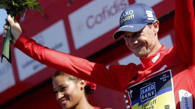 Nicolas Roche broke from the peloton during the closing stages at Estepona Alto Penas Blancas
