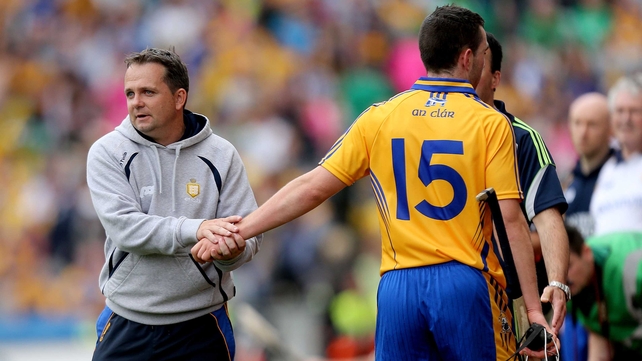 Davy Fitzgerald celebrates the semi-final win with Conor McGrath