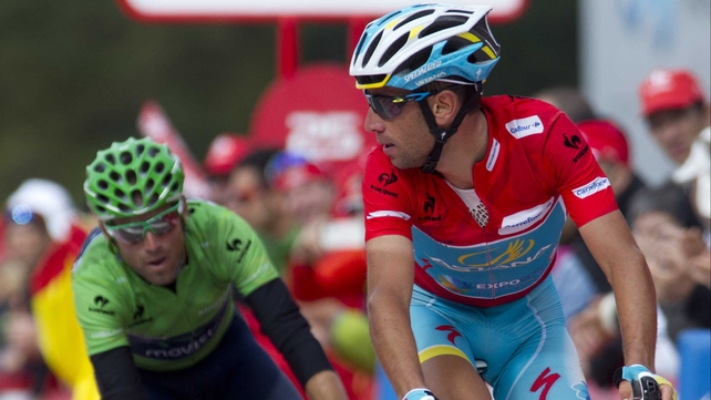 Race leader Vincenzo Nibali (R)