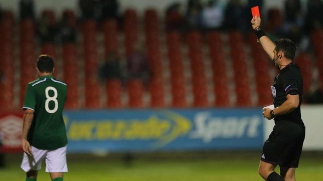 Samir Carruthers was dismissed for Ireland in the Showgrounds