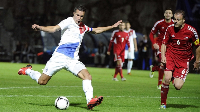 Robin van Persie's brace against Belarus brought his his international goals tally to 38