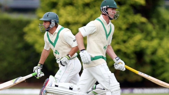 Andrew White and John Anderson making runs as Ireland are close to victory in this ICC clash