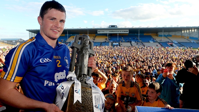 Clare captain Paul Flanagan with the trophy