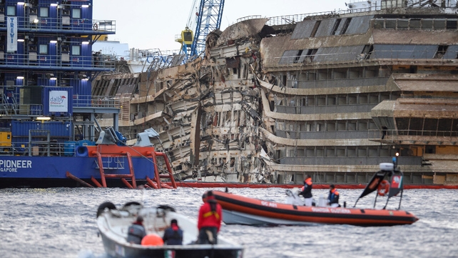 The Costa Concordia was hauled upright last week The Costa Concordia was hauled upright last week