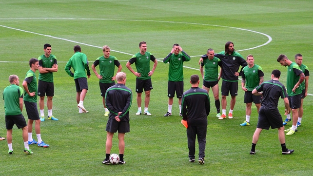 Celtic train at the San Siro Stadium ahead of tonight's match