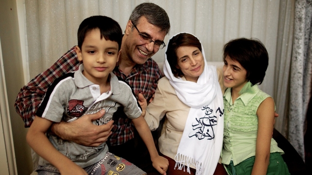 Nasrin Sotoudeh pictured with her husband Reza Khandan, son Nima and daughter Mehraveh at their home in Tehran after her release Nasrin Sotoudeh pictured with her husband Reza Khandan, son Nima and daughter Mehraveh at their home in Tehran after her release