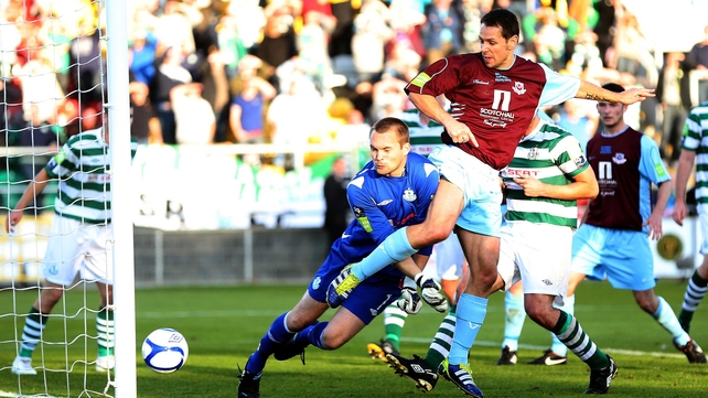 Declan O'Brien scores the opening goal in last year's final, which Drogheda won 3-1