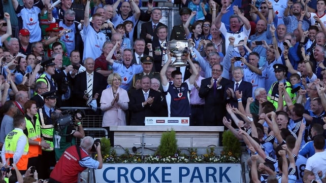 Stephen Cluxton raises Sam Maguire following Dublin's win over Mayo in the All-Ireland Football Final.