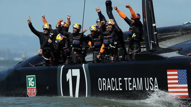 Oracle Team USA celebrate their victory