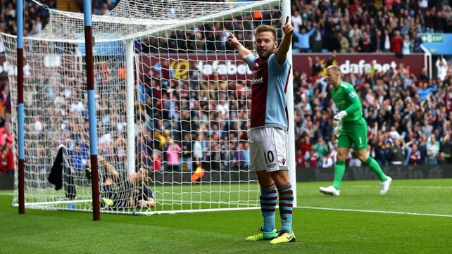 Andreas Weimann celebrates scoring Villa's winner