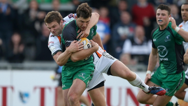Danie Poolman tackled by Ospreys ' Dan Biggar