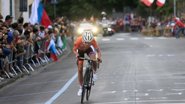 Olympic champion Marianne Vos of the Netherlands successfully defended her women's road race crown