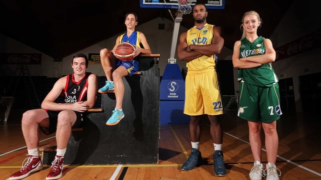 (L-R) Mark Blanchfield from Tolka Rovers, Catherine Fahy of UL Huskies, Terence King of UCD Demons and Beth Meany from Meteors