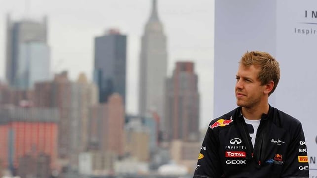 Sebastien Vettel at the Grand Prix of America at Port Imperial Cours last year