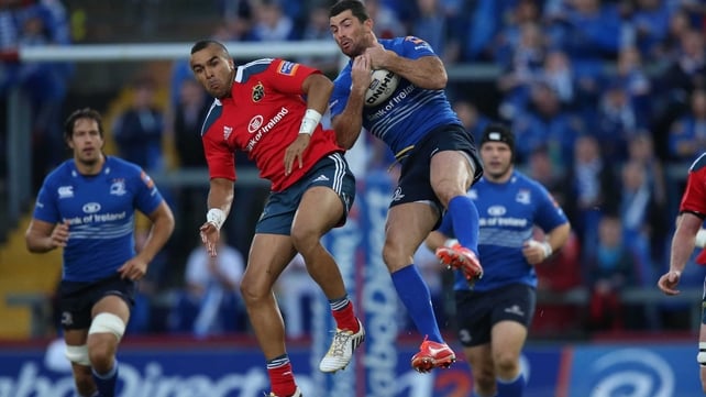 Munster's Simon Zebo and Leinster's Rob Kearney