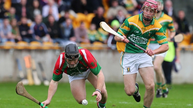 Birr's Sean Ryan (l) and Peter Geraghty of Kilcormac-Killoughey