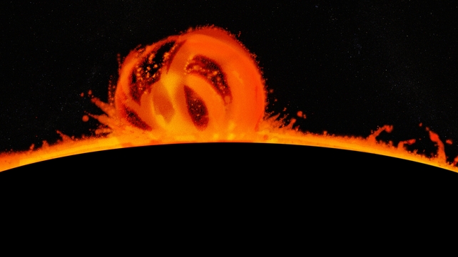 As well as giving off light and heat the sun also has huge eruptions of hot gas As well as giving off light and heat the sun also has huge eruptions of hot gas