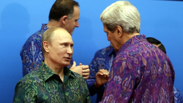 Vladimir Putin and John Kerry met at the Asia-Pacific Economic Co-operation trade summit in Bali Vladimir Putin and John Kerry met at the Asia-Pacific Economic Co-operation trade summit in Bali