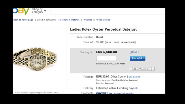 Bidding for the 'used' Rolex starts at €6,000 Bidding for the 'used' Rolex starts at €6,000