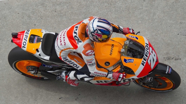 Repsol Honda rider Pedrosa beat team-mate and compatriot Marquez by 2.757 seconds