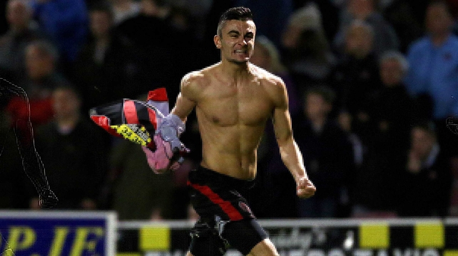 Neil Yadolahi celebrates his late leveller