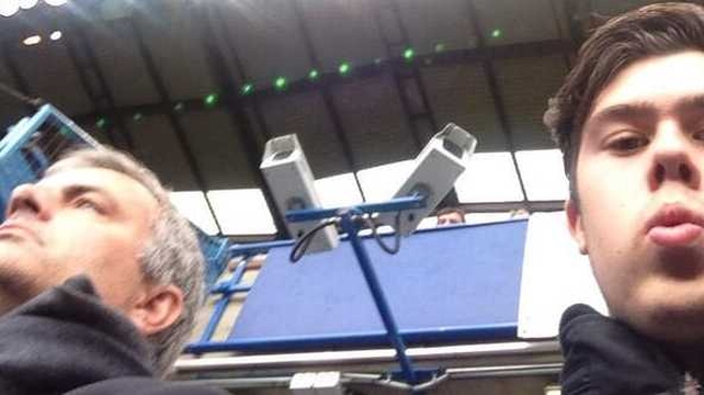 Jose Mourinho seated next to Blues fan Sean Buxton in Tweeted picture
