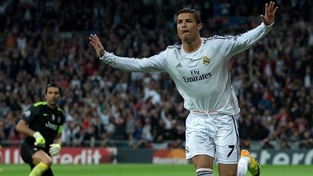 Cristiano Ronaldo celebrates his goal against Juventus