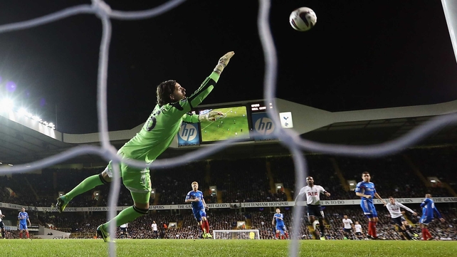 Eldin Jakupovic could only watch as Gylfi Sigurdsson grabbed the opener for Spurs