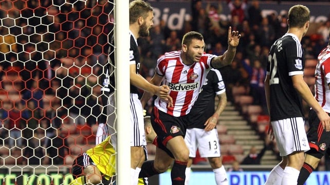 Phil Bardsley celebrates his opening goal