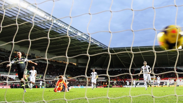 Stephen Ireland scored Stoke's second goal at the Liberty Stadium