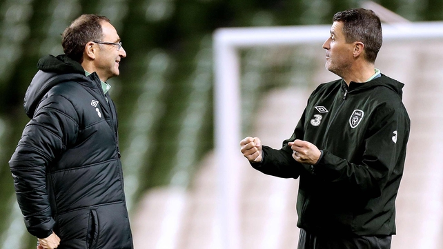 Martin O'Neill and Roy Keane at Ireland training this evening