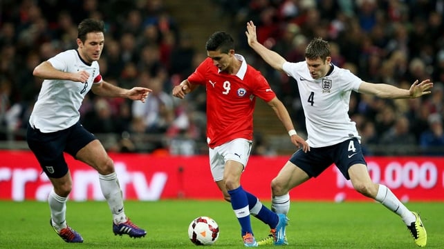Felipe Gutierrez evades James Milner and Frank Lampard