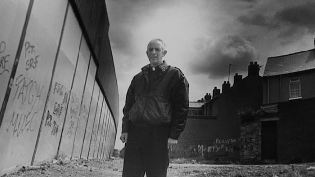 Father Alec Reid by one of Belfast's peace walls Father Alec Reid by one of Belfast's peace walls