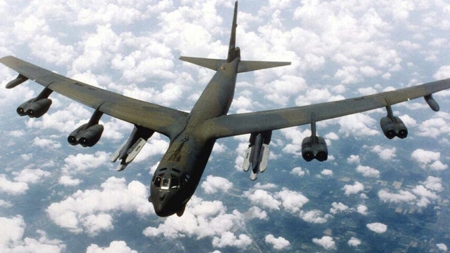 The US flew unarmed B-52 bombers over the islands on Tuesday The US flew unarmed B-52 bombers over the islands on Tuesday