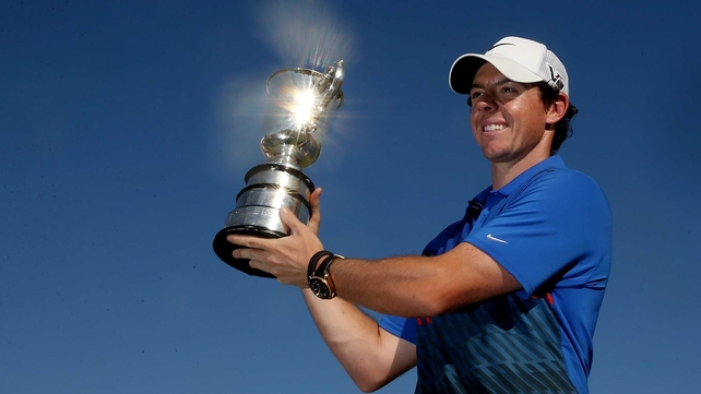 Rory McIlroy holds the Stonehaven Cup aloft