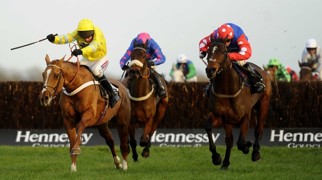 Rocky Creek (r) chases home Triolo D'Alene (l) in the Hennessy Gold Cup