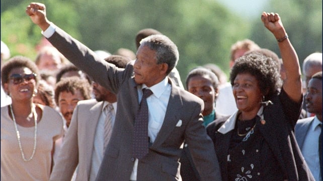 Nelson Mandela and then wife Winnie raise their fists upon his release from prison on 11 February 1990 Nelson Mandela and then wife Winnie raise their fists upon his release from prison on 11 February 1990