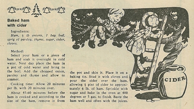 Recipe for Baked Ham with Cider, RTÉ Guide, 28 November 1969