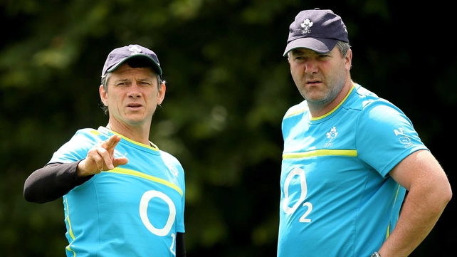 New Ireland Wolfhounds head coach Anthony Foley (R), pictured with Ireland assistant coach Les Kiss
