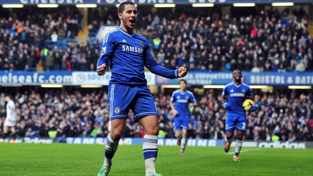 Eden Hazard celebrates what proved to be the winner