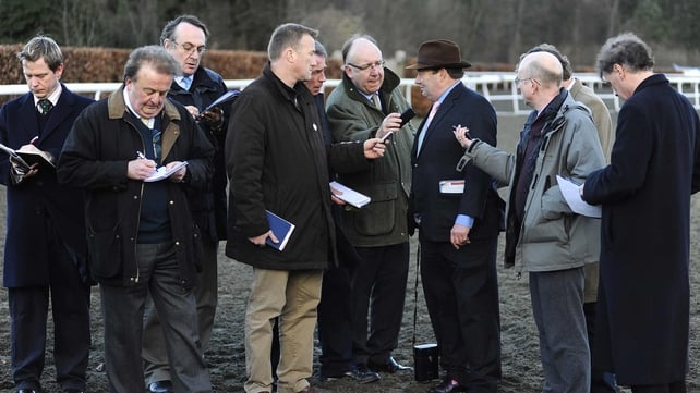 A concerned Nicky Henderson speaking to the press