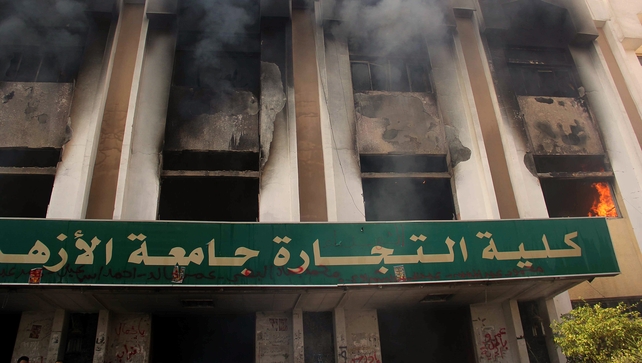 The violence took place at the Cairo campus of Al-Azhar University The violence took place at the Cairo campus of Al-Azhar University