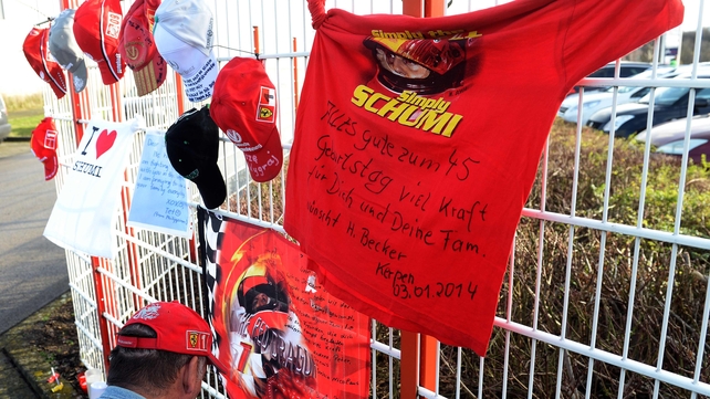 Messages of support on the fence of the karting circuit owned by German former Formula One champion Michael Schumacher near Cologne