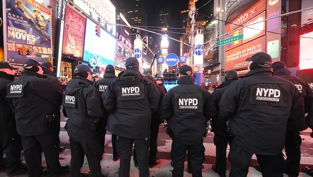 New York City police officers on duty on New Year's Eve in Times Square New York City police officers on duty on New Year's Eve in Times Square