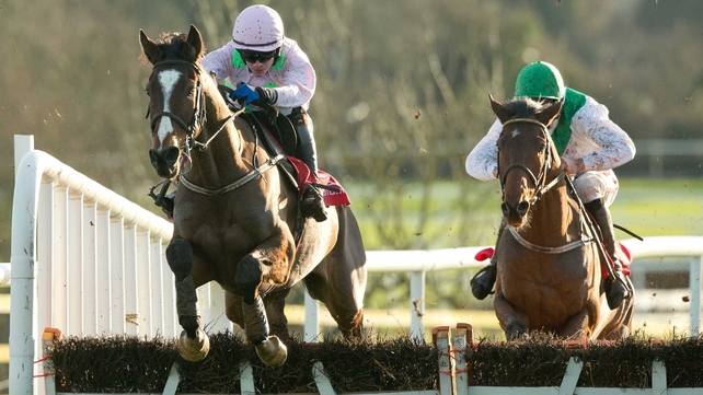 Paul Townend clears the last on Vautour to win the Moscow Flyer Novice Hurdle