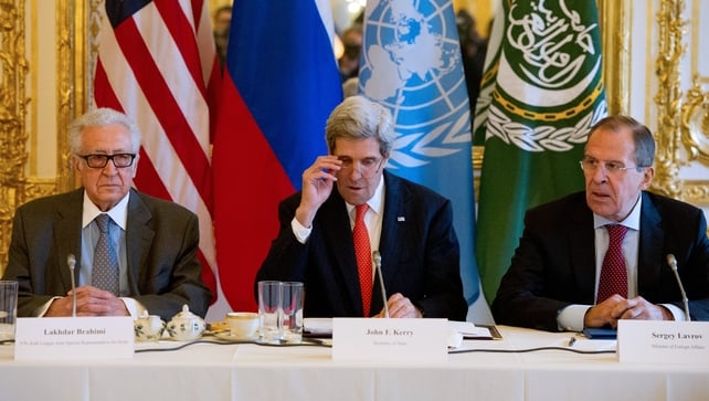 John Kerry, Sergei Lavrov and Lakhdar Brahimi following today's talks John Kerry, Sergei Lavrov and Lakhdar Brahimi following today's talks