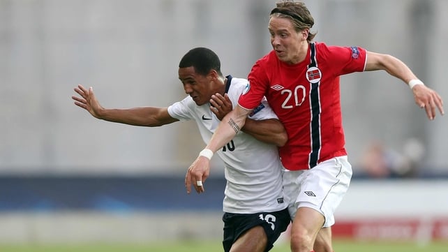 Stefan Johansen in action for the Norway Under-21s