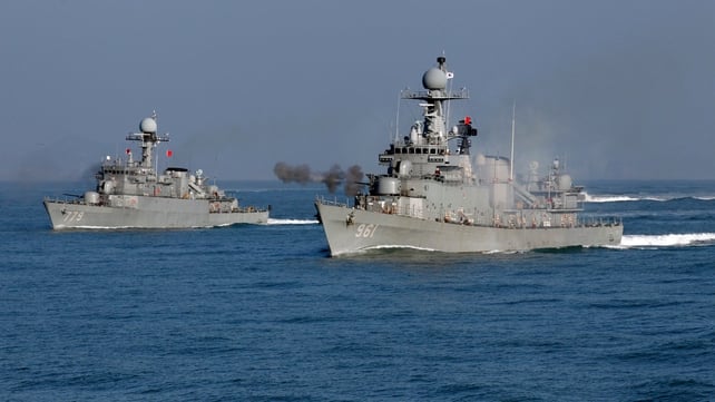 South Korean ships taking part in a naval exercise in the Yellow Sea in December South Korean ships taking part in a naval exercise in the Yellow Sea in December