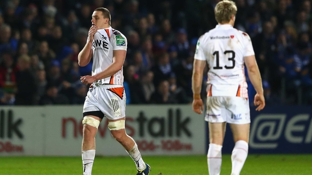 Ian Evans is sent from the pitch at the RDS