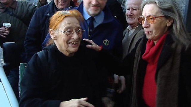 Margaretta D'Arcy and Maura Harrington pictured at Ennis District Court